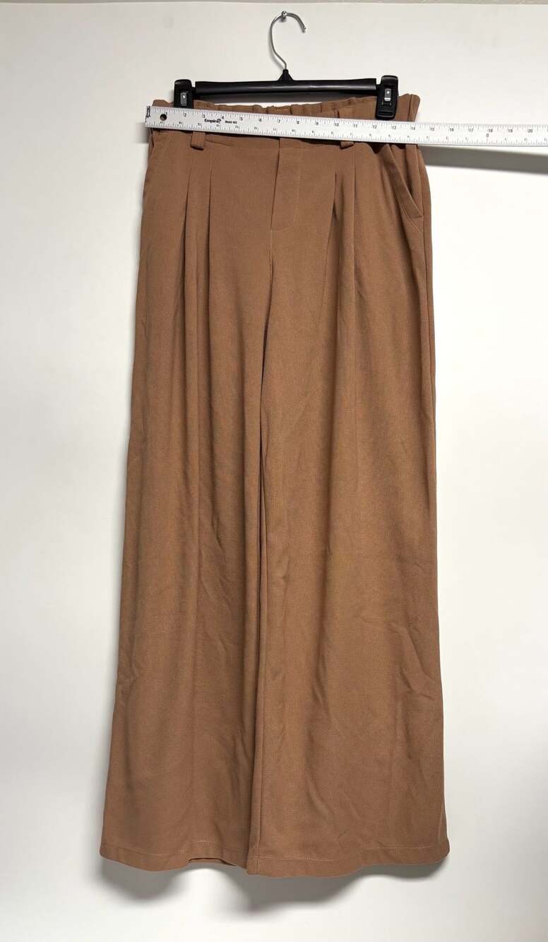 Halara Brown Pleated Wide Leg Pants Size M Regular